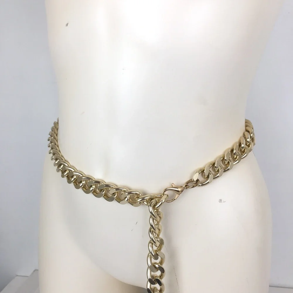 Y2K Chunky Gold Tone Metal Chain Link Belt Mob Wife Women’s Size S/M